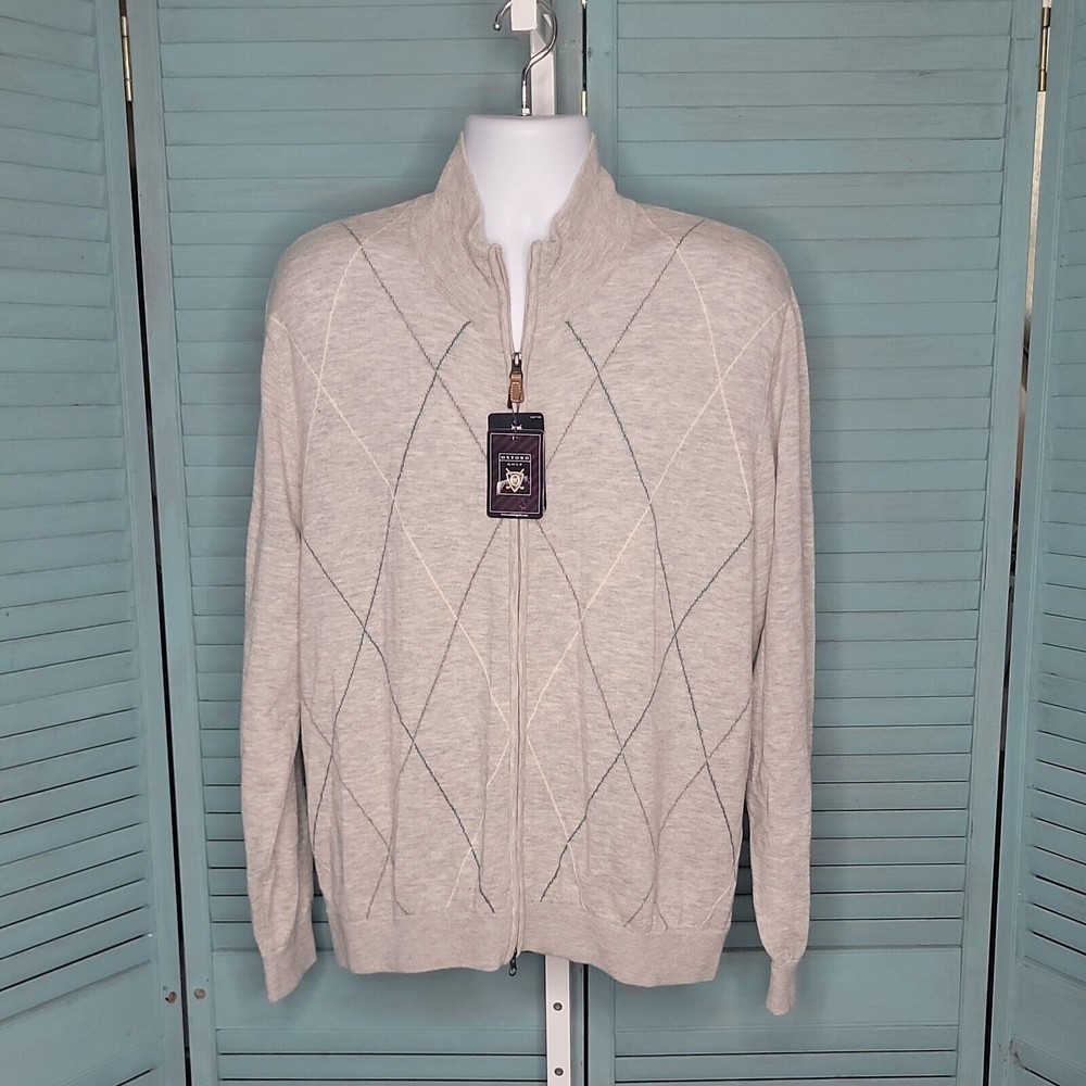 Oxford Golf Zip Up  Sz L Knit Collared Sweater Heather Gray Long Sleeve